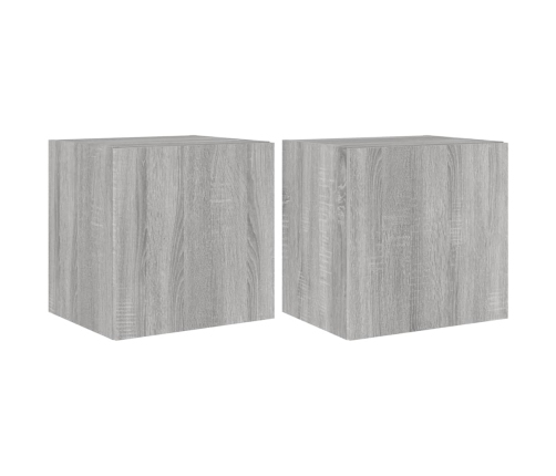 vidaXL TV plaukti ar LED lampiņām, 2 gab., 40,5x35x40 cm, pelēka ozola