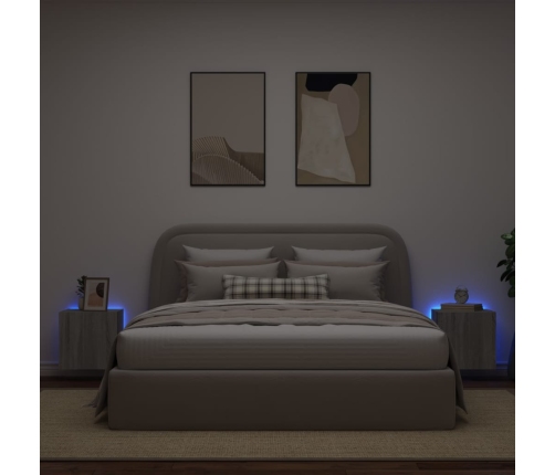 vidaXL TV plaukti ar LED lampiņām, 2 gab., 40,5x35x40 cm, pelēka ozola