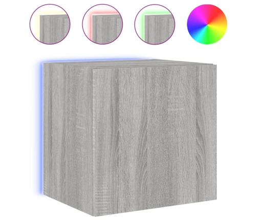 vidaXL TV plaukti ar LED lampiņām, 2 gab., 40,5x35x40 cm, pelēka ozola