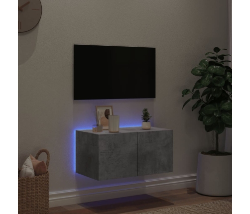 vidaXL TV galdiņi ar LED lampiņām, betona pelēki, 60x35x31 cm