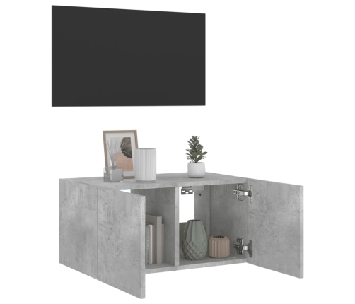 vidaXL TV galdiņi ar LED lampiņām, betona pelēki, 60x35x31 cm