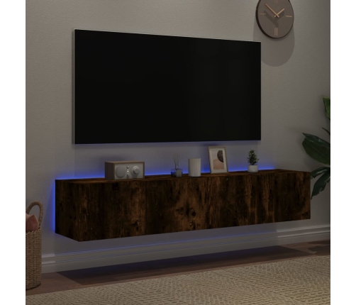 vidaXL TV plaukti ar LED lampiņām, 2 gab., 80x35x31 cm, ozolkoka krāsa