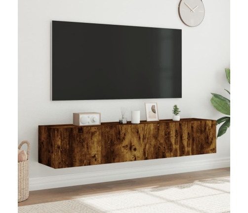 vidaXL TV plaukti ar LED lampiņām, 2 gab., 80x35x31 cm, ozolkoka krāsa