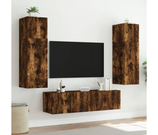 vidaXL TV plaukti ar LED lampiņām, 2 gab., 80x35x31 cm, ozolkoka krāsa
