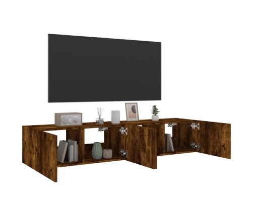 vidaXL TV plaukti ar LED lampiņām, 2 gab., 80x35x31 cm, ozolkoka krāsa