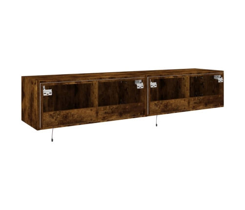 vidaXL TV plaukti ar LED lampiņām, 2 gab., 80x35x31 cm, ozolkoka krāsa