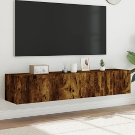 Tv Plaukti Ar Led Lampiņām, 2 Gab., 80X35X31 Cm, Ozolkoka Krāsa Vidaxl