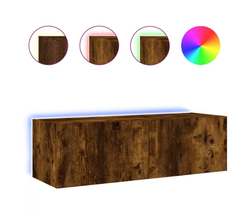 vidaXL TV plaukti ar LED lampiņām, 100x35x31 cm, ozolkoka krāsā
