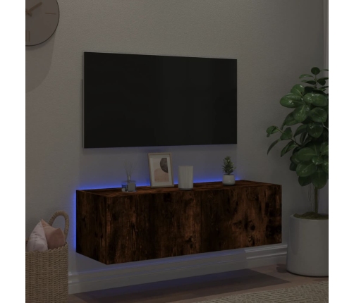 vidaXL TV plaukti ar LED lampiņām, 100x35x31 cm, ozolkoka krāsā