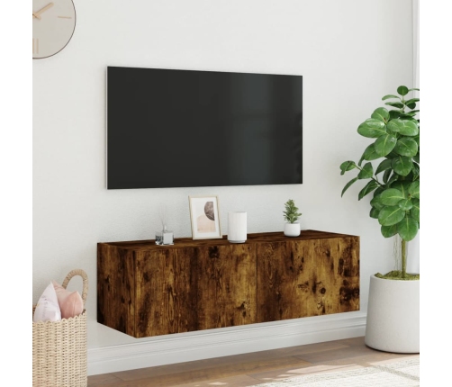 vidaXL TV plaukti ar LED lampiņām, 100x35x31 cm, ozolkoka krāsā