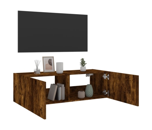 vidaXL TV plaukti ar LED lampiņām, 100x35x31 cm, ozolkoka krāsā