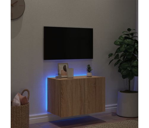 vidaXL TV plaukti ar LED lampiņām, 60x35x41 cm, koka krāsā