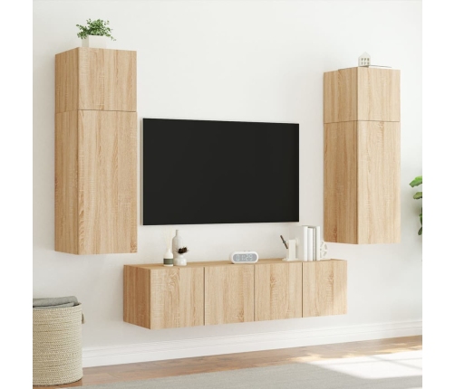 vidaXL TV plaukti ar LED lampiņām, 60x35x41 cm, koka krāsā