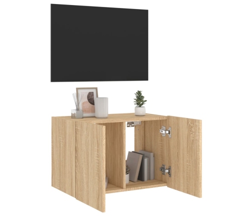 vidaXL TV plaukti ar LED lampiņām, 60x35x41 cm, koka krāsā