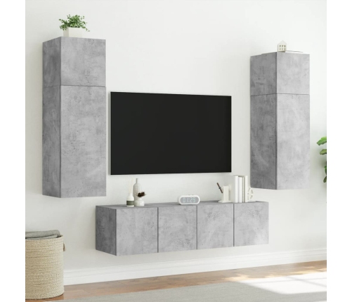 vidaXL TV galdiņi ar LED lampiņām, betona pelēki, 60x35x41 cm