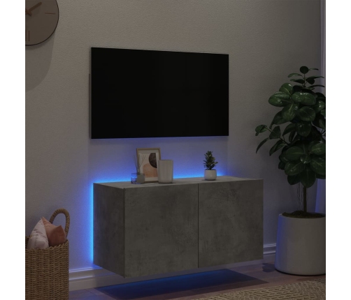 vidaXL TV galdiņi ar LED lampiņām, betona pelēki, 80x35x41 cm