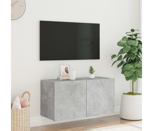 vidaXL TV galdiņi ar LED lampiņām, betona pelēki, 80x35x41 cm