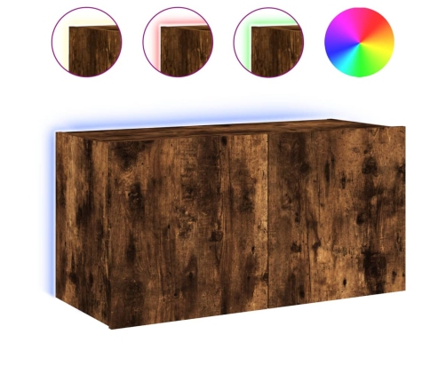 vidaXL TV plaukti ar LED lampiņām, 80x35x41 cm, ozolkoka krāsā