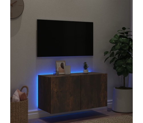 vidaXL TV plaukti ar LED lampiņām, 80x35x41 cm, ozolkoka krāsā