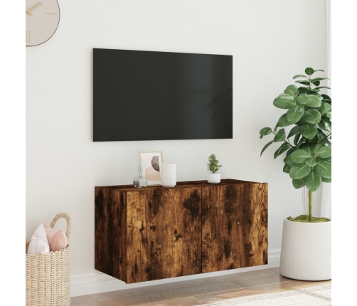 vidaXL TV plaukti ar LED lampiņām, 80x35x41 cm, ozolkoka krāsā