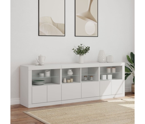 vidaXL kumode ar LED lampiņām, balta, 202x37x67 cm
