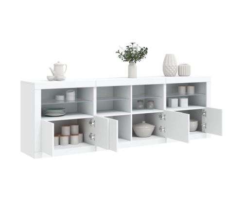 vidaXL kumode ar LED lampiņām, balta, 202x37x67 cm