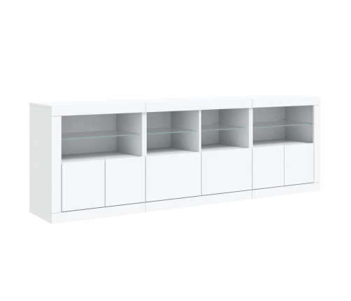 vidaXL kumode ar LED lampiņām, balta, 202x37x67 cm