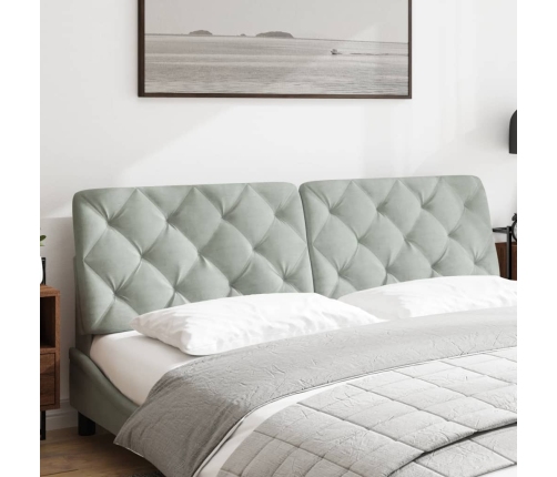 vidaXL galvgaļa spilvens, gaiši pelēks, 180 cm, samts