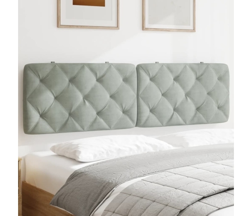 vidaXL galvgaļa spilvens, gaiši pelēks, 180 cm, samts