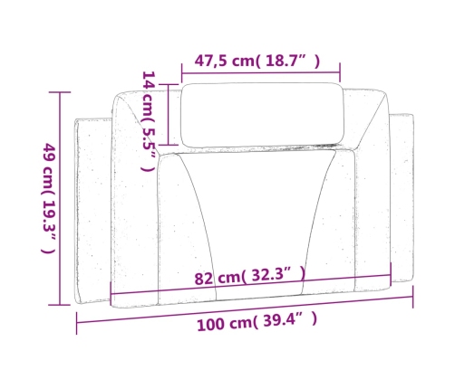vidaXL galvgaļa spilvens, pelēks, 100 cm, mākslīgā āda