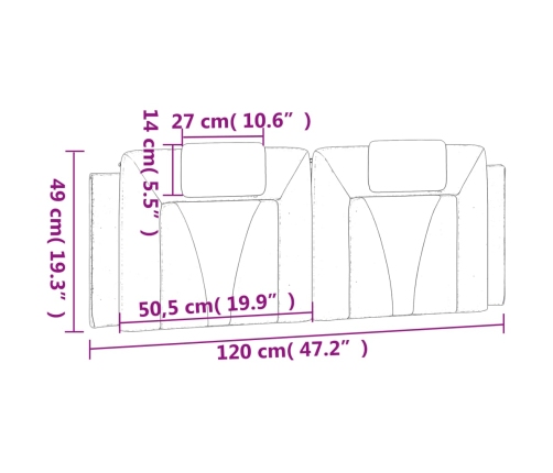 vidaXL galvgaļa spilvens, kapučīno, 120 cm, mākslīgā āda