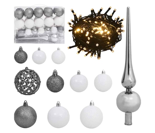 vidaXL mākslīgā Ziemassvētku egle, bumbiņu komplekts, 150 cm, 150 LED