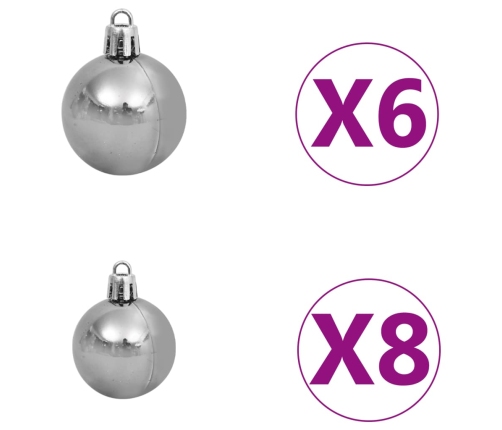 vidaXL mākslīgā Ziemassvētku egle, bumbiņu komplekts, 150 cm, 150 LED