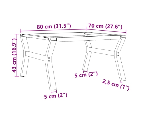 vidaXL kafijas galdiņa kājas, 80x70x43 cm, Y-forma, čuguns