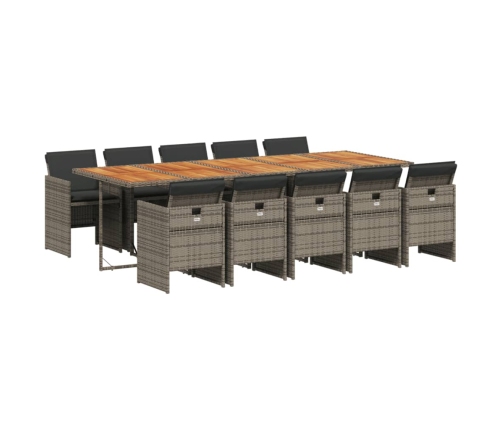 vidaXL 11-daļīgs dārza mēbeļu komplekts ar matračiem, PE rotangpalma