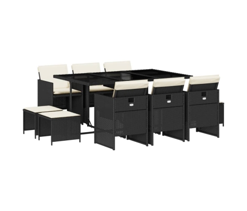 11-Daļīgs Dārza Mēbeļu Komplekts, Matrači, Melna Pe Rotangpalma Vidaxl