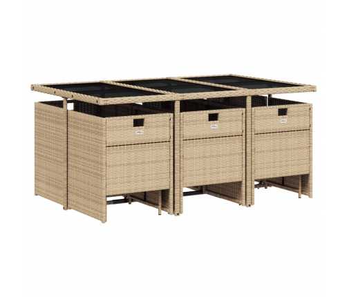 11-Daļīgs Dārza Mēbeļu Komplekts, Matrači, Bēša Pe Rotangpalma Vidaxl