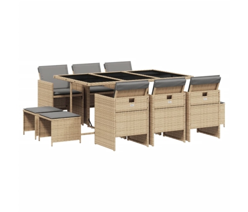 11-Daļīgs Virtuves Mēbeļu Komplekts Ar Matračiem,Pe Rotangpalma Vidaxl