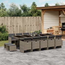 15-Daļīgs Dārza Mēbeļu Komplekts Ar Matračiem, Pe Rotangpalma Vidaxl