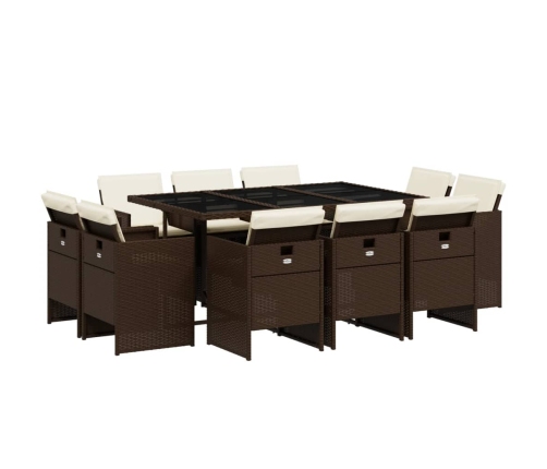 11-Daļīgs Dārza Mēbeļu Komplekts, Matrači, Brūna Pe Rotangpalma Vidaxl