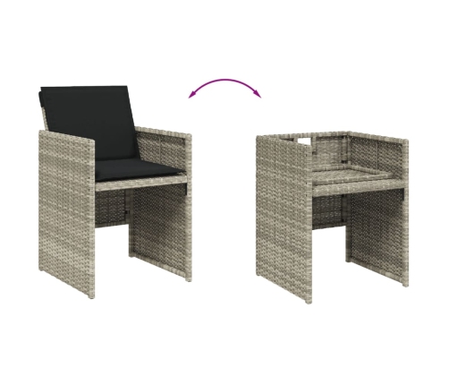 11-Daļīgs Dārza Mēbeļu Komplekts Ar Matračiem, Gaiši Pelēka Pe Vidaxl