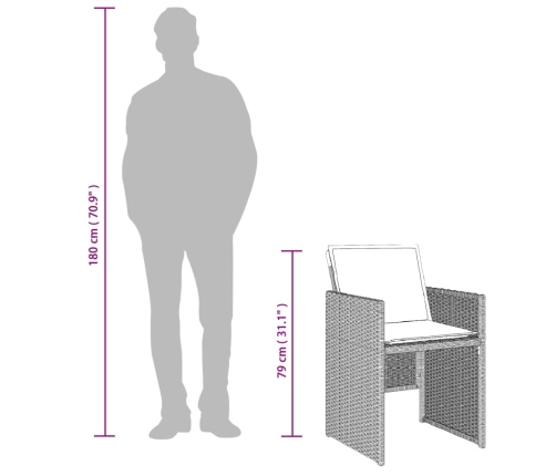 11-Daļīgs Dārza Mēbeļu Komplekts Ar Matračiem, Gaiši Pelēka Pe Vidaxl