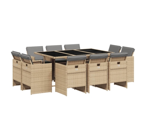 vidaXL 11-daļīgs virtuves mēbeļu komplekts ar matračiem,PE rotangpalma