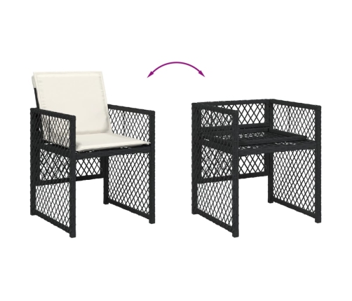 vidaXL 11-daļīgs dārza mēbeļu komplekts, matrači, melna PE rotangpalma