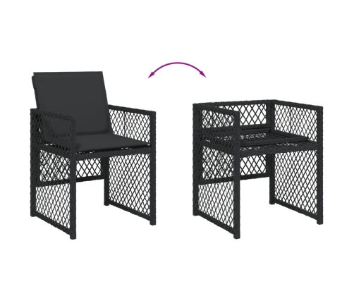 vidaXL 11-daļīgs dārza mēbeļu komplekts, matrači, melna PE rotangpalma