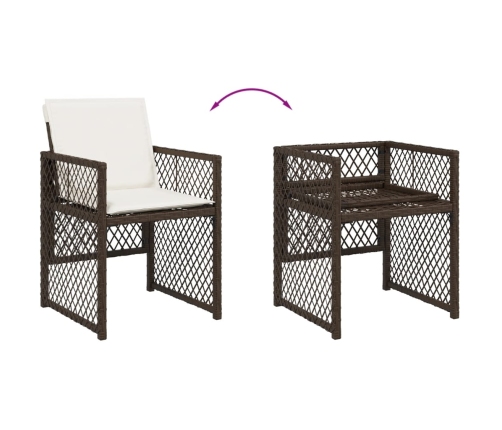 vidaXL 11-daļīgs dārza mēbeļu komplekts, matrači, brūna PE rotangpalma