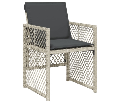 11-Daļīgs Dārza Mēbeļu Komplekts Ar Matračiem, Gaiši Pelēka Pe Vidaxl