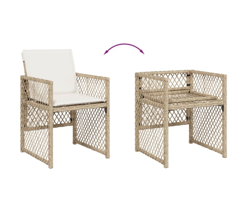 11-Daļīgs Dārza Mēbeļu Komplekts, Matrači, Bēša Pe Rotangpalma Vidaxl