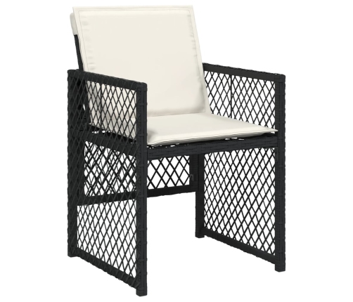 vidaXL 11-daļīgs dārza mēbeļu komplekts, matrači, melna PE rotangpalma