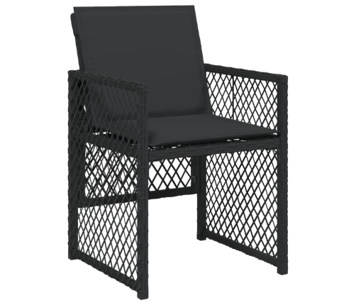 vidaXL 11-daļīgs dārza mēbeļu komplekts, matrači, melna PE rotangpalma